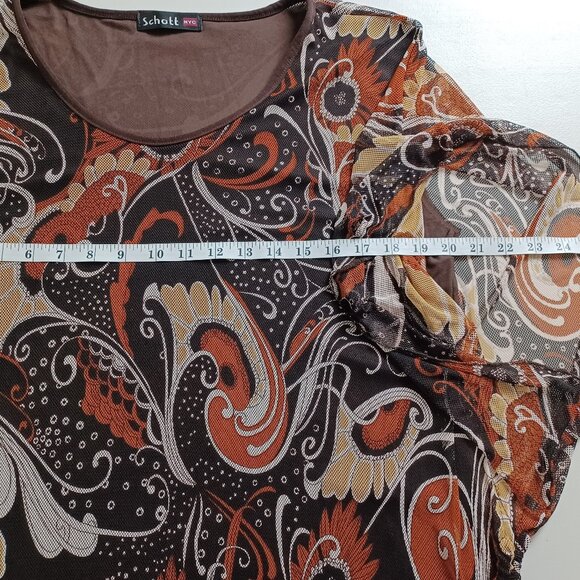 Schott NYC 70s Vintage Abstract Print Mesh Top - Picture 12 of 16